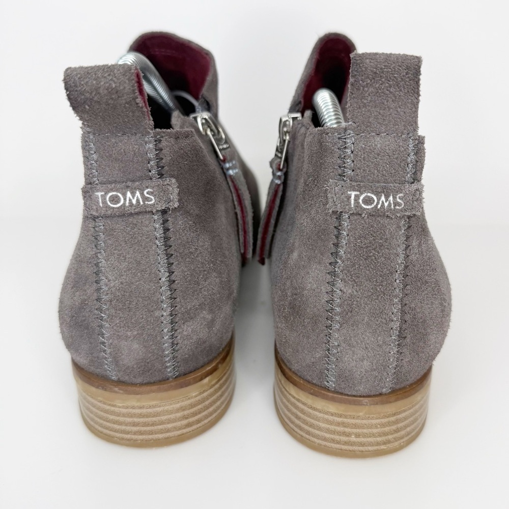 Toms Pavement Gray Suede Leather Reese Heeled Ankle Boot Women’s 11 - Picture 4 of 7
